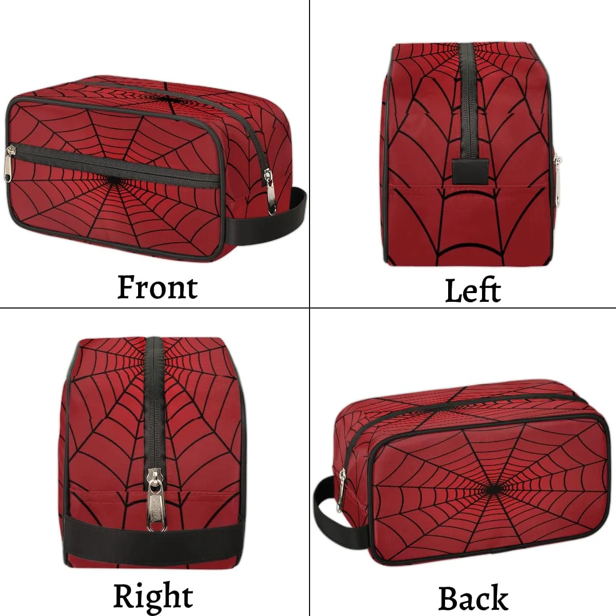 Travel Toiletry Bag for Men Women, Water-resistant Shaving Bag, Foldable Storage Bags with Handle for Toiletries Accessories Cosmetics Brushes Tools (Red Spider Web)