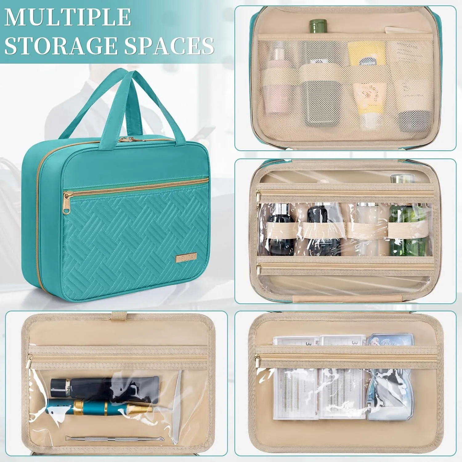 Travel Toiletry Bag - Spacious Toiletry Bag with Hanging Hook, Waterproof Makeup Bag for Women & Men, Travel Essentials (Medium-Green)