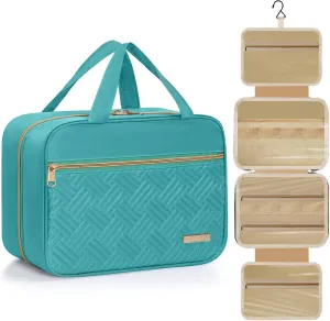 Travel Toiletry Bag - Spacious Toiletry Bag with Hanging Hook, Waterproof Makeup Bag for Women & Men, Travel Essentials (Medium-Green)