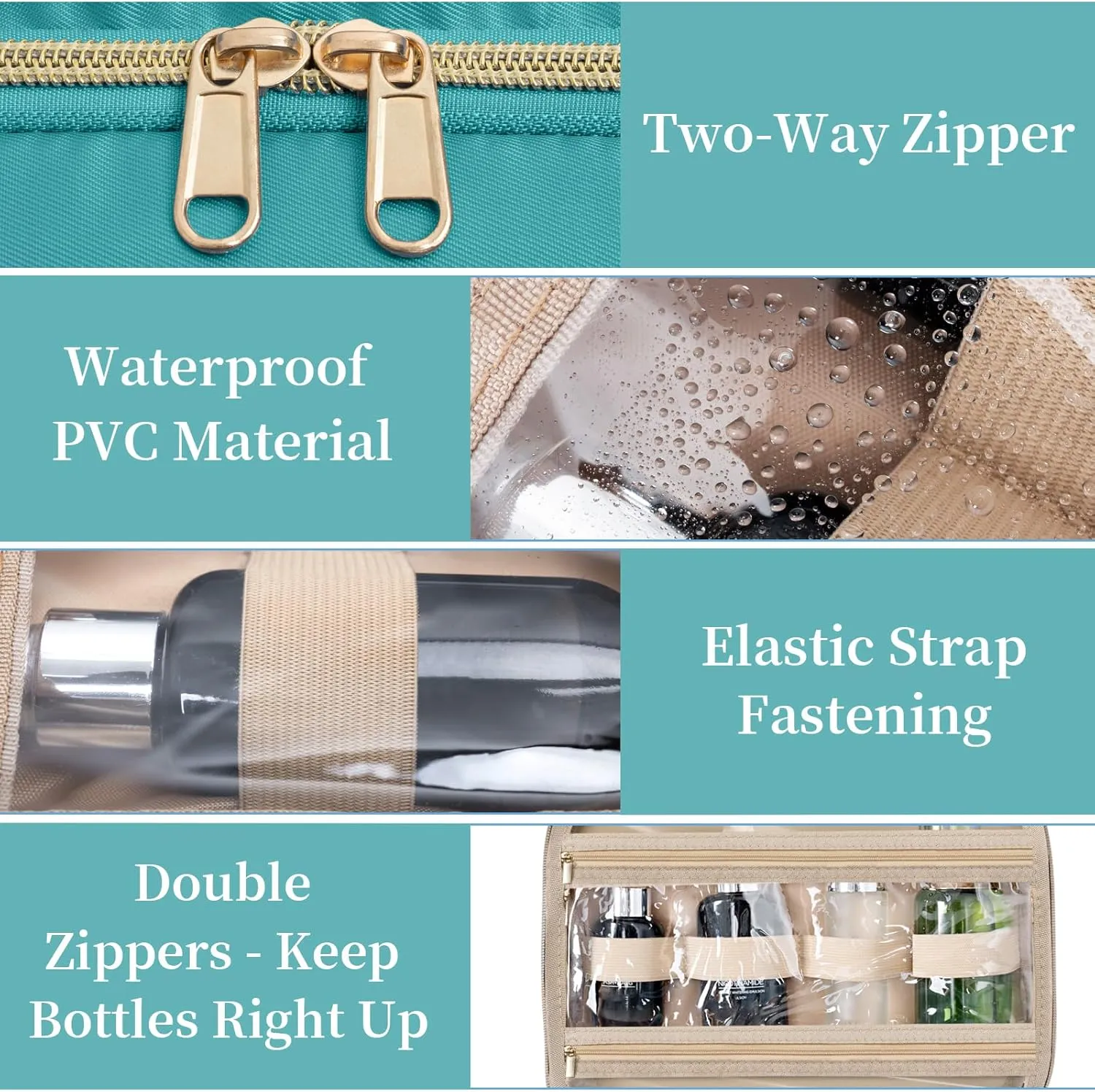 Travel Toiletry Bag - Spacious Toiletry Bag with Hanging Hook, Waterproof Makeup Bag for Women & Men, Travel Essentials (Medium-Green)