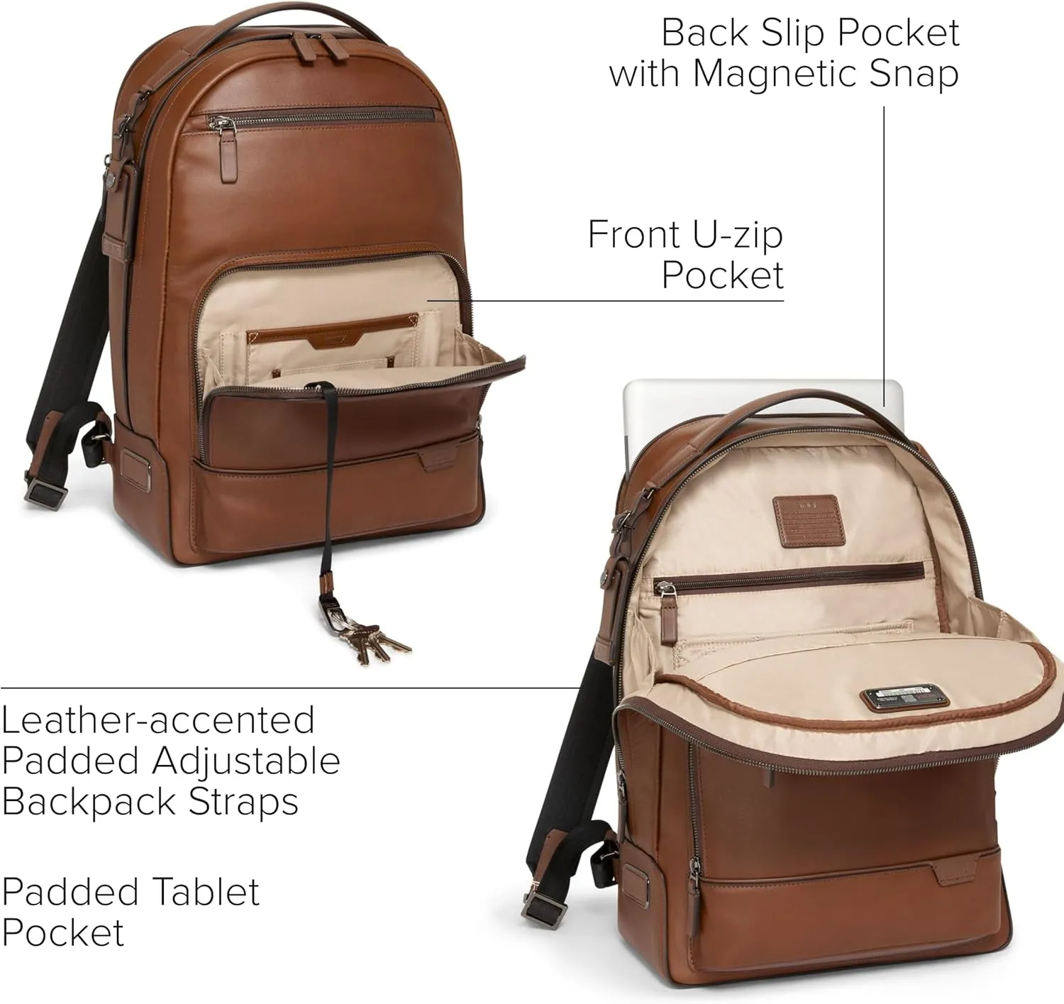 TUMI Harrison Warren Backpack - 15-Inch Laptop Backpack - Stylish Women's & Men's Backpack for Travel & Business - Cognac Leather