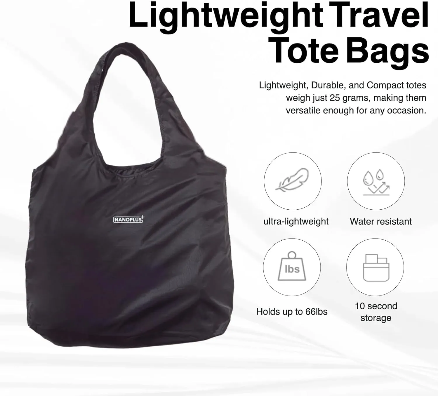 Ultimate Packable Travel Tote Bag - Reusable Shopping Bag - Compact & Portable & Lightweight