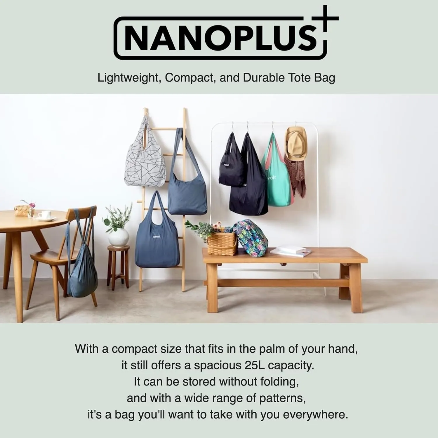 Ultimate Packable Travel Tote Bag - Reusable Shopping Bag - Compact & Portable & Lightweight