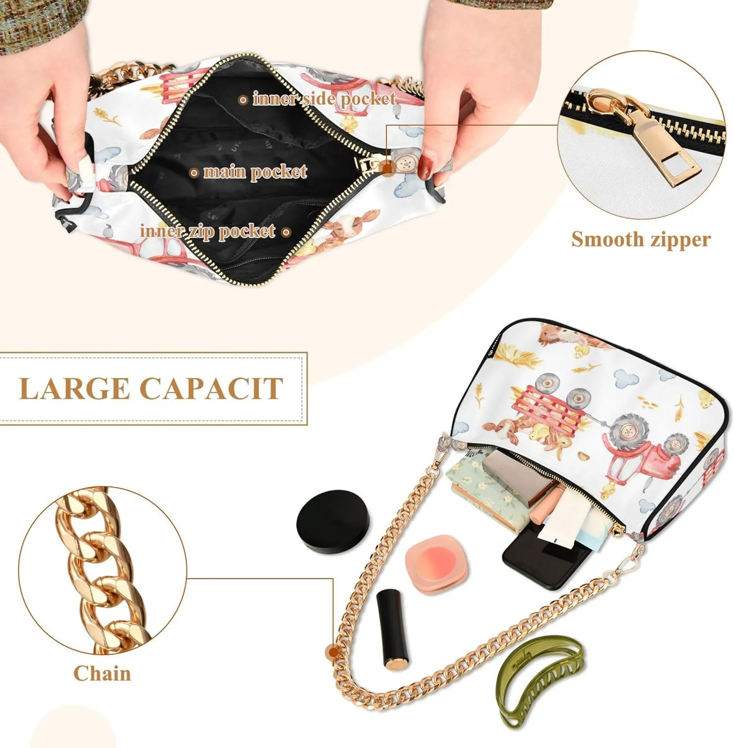 Valentines Hearts Womens Purse Hobo Party Clutch Women Shoulder Handbag Chain Shoulder Handbag