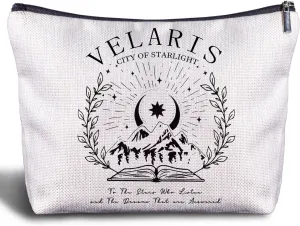 Velaris Makeup Bag - A Court of Thorns and Roses Gifts, Night Court, Book Lovers Gifts, City of Starlight Book Lovers Readers Cosmetic Bags for Women