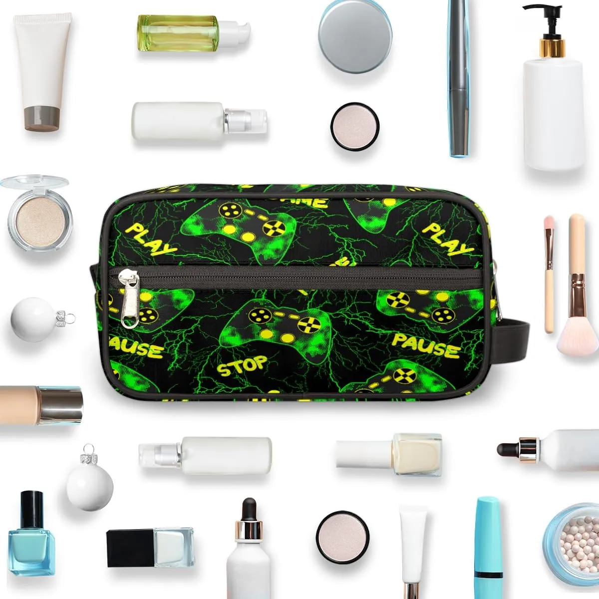 Video Games Travel Toiletry Bag for Boys Teens, Waterproof Hanging Dopp Kit for Men, Shaving Bag with Large Capacity for Travel,Sports Shower