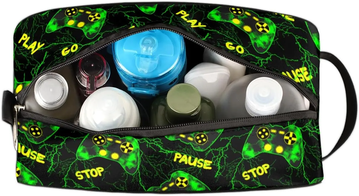 Video Games Travel Toiletry Bag for Boys Teens, Waterproof Hanging Dopp Kit for Men, Shaving Bag with Large Capacity for Travel,Sports Shower