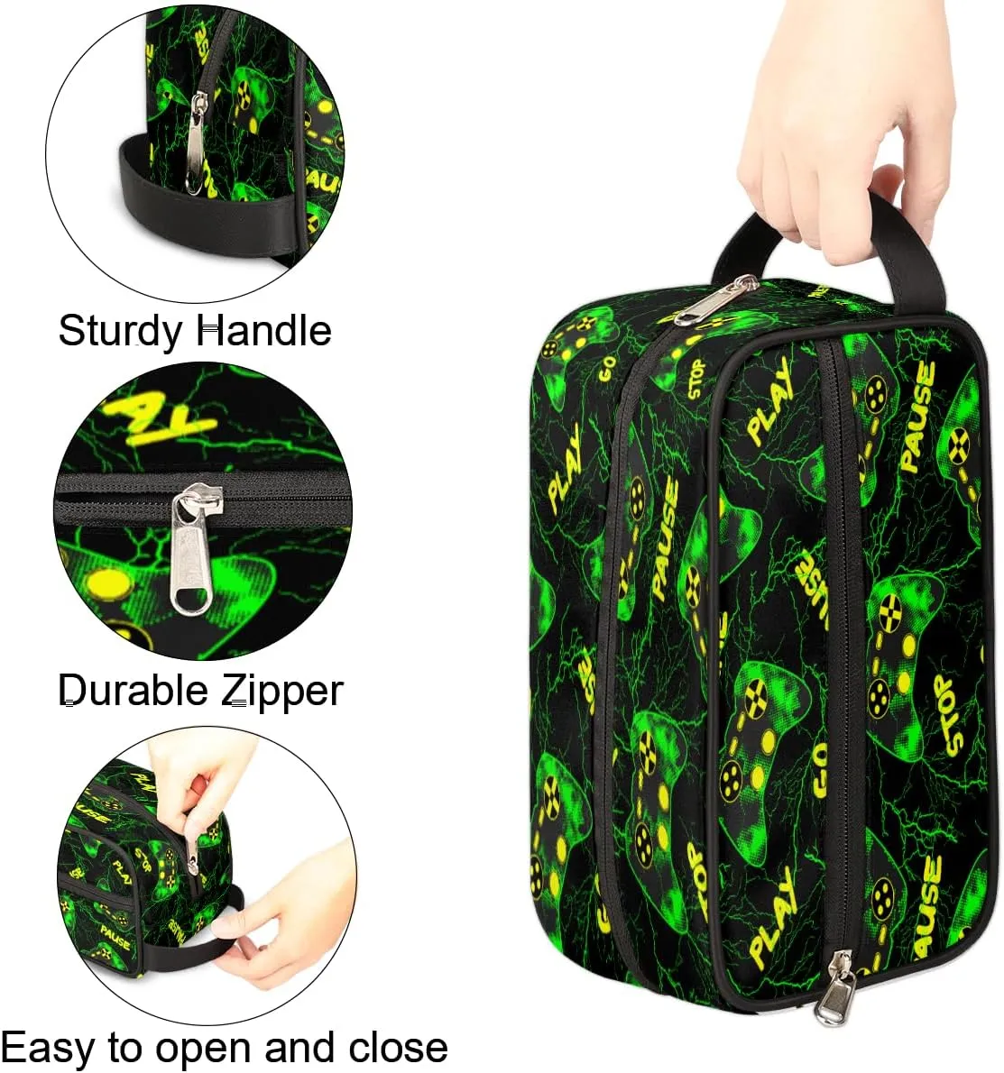 Video Games Travel Toiletry Bag for Boys Teens, Waterproof Hanging Dopp Kit for Men, Shaving Bag with Large Capacity for Travel,Sports Shower