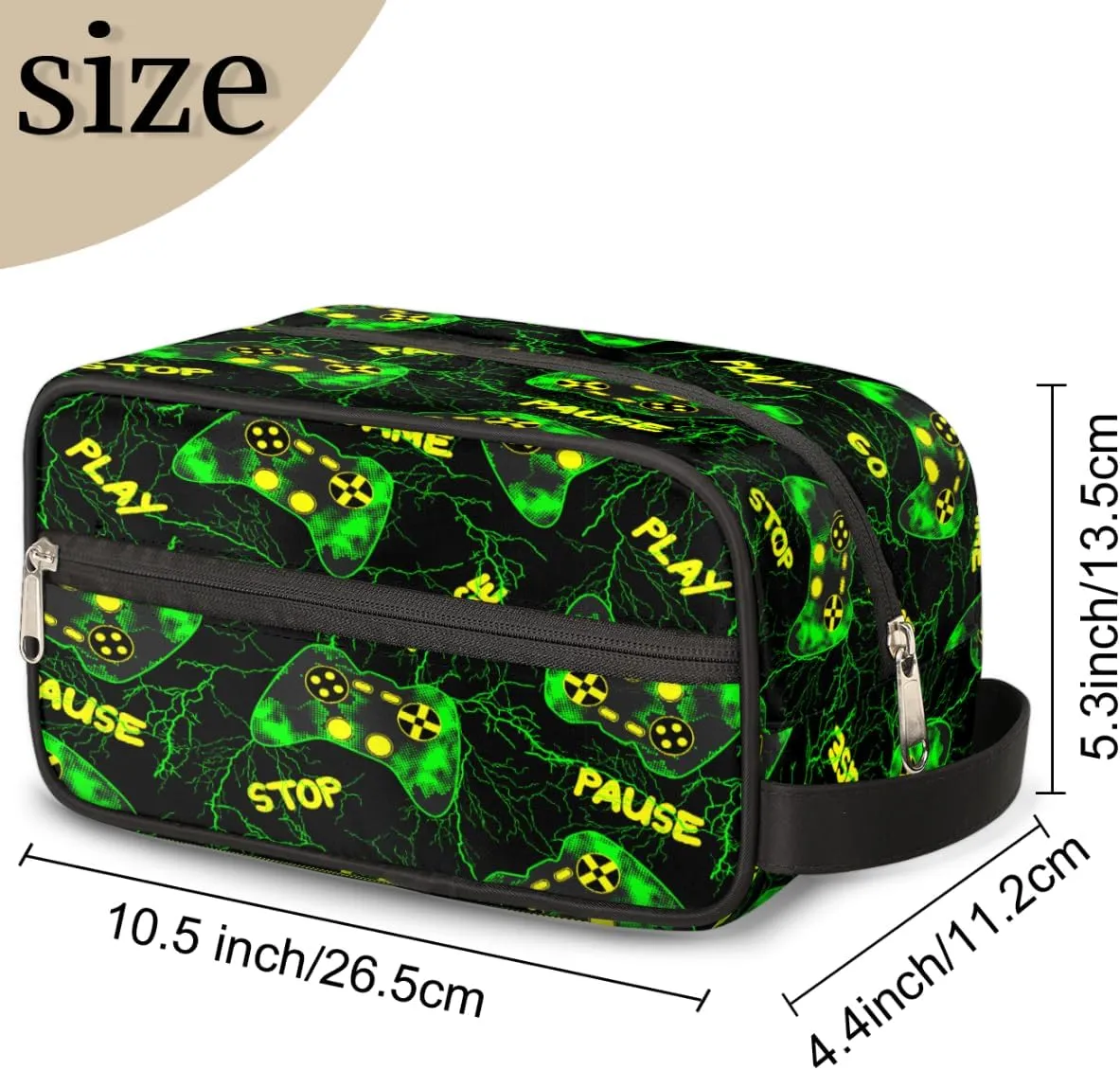 Video Games Travel Toiletry Bag for Boys Teens, Waterproof Hanging Dopp Kit for Men, Shaving Bag with Large Capacity for Travel,Sports Shower