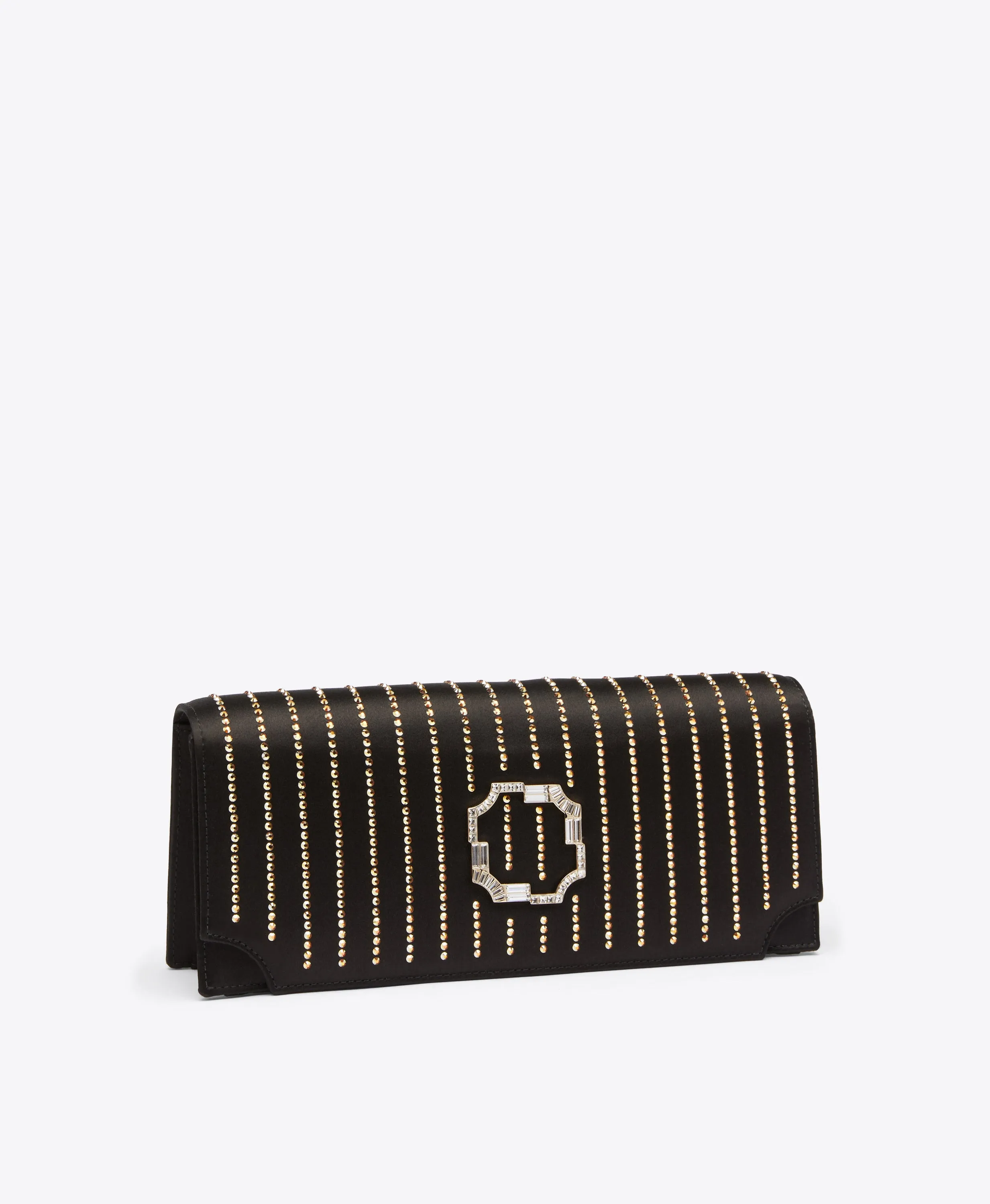 Vivien Black & Gold Satin Clutch Bag