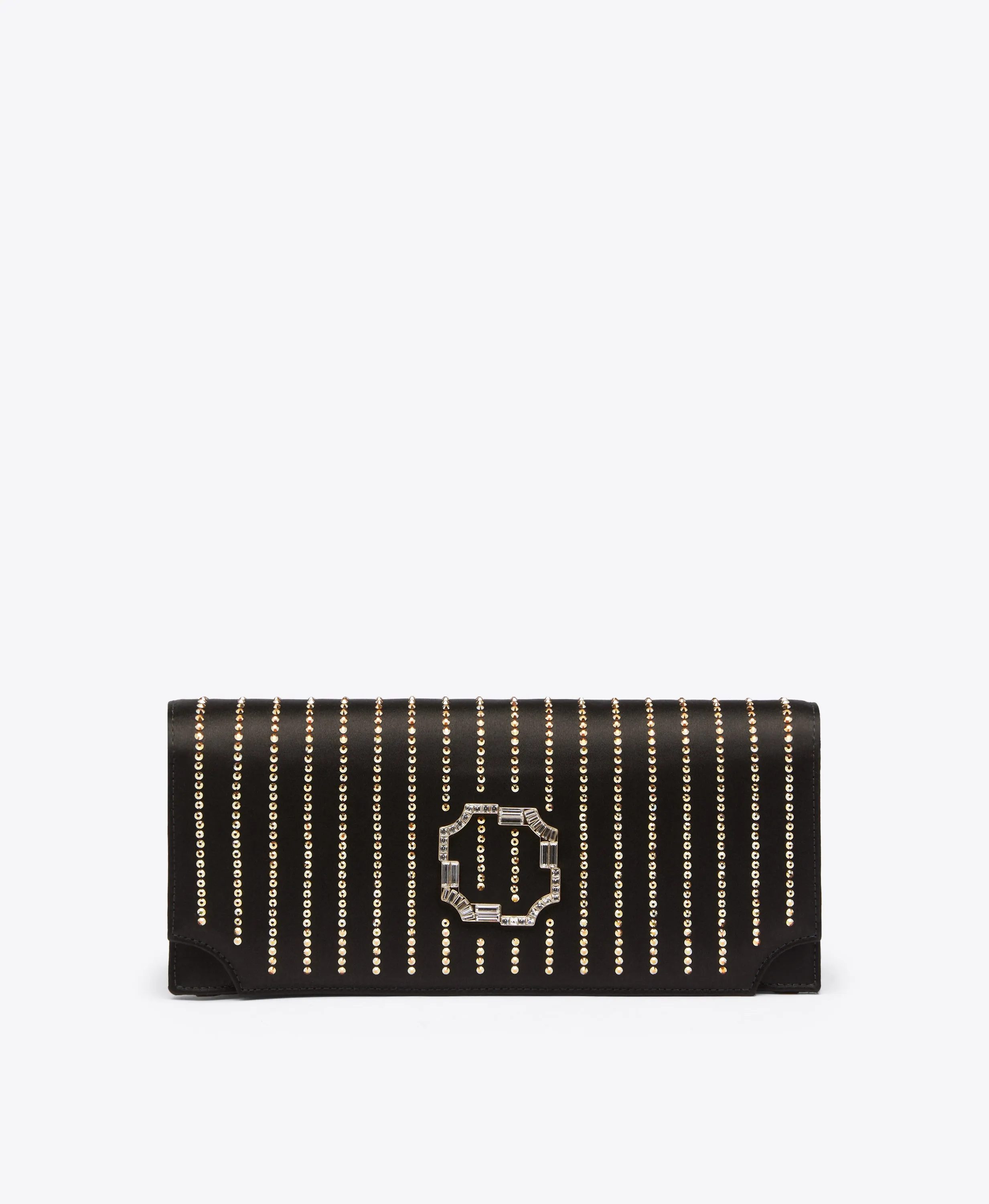 Vivien Black & Gold Satin Clutch Bag