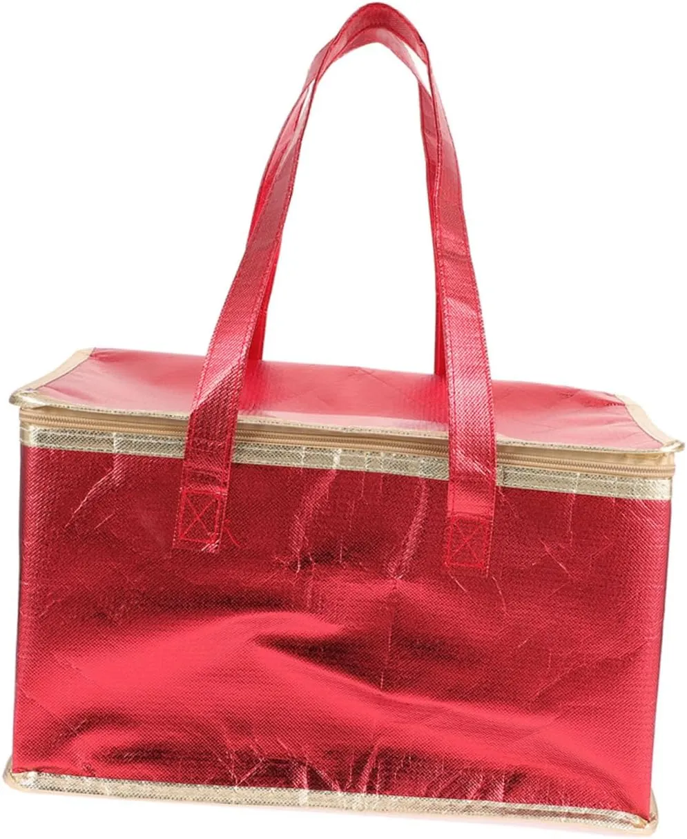VOSAREA Insulated Bag for Seafood Pizza Thermal Carrying Bag with Handles Flat Bottom for Stability for Takeout Office and Camping