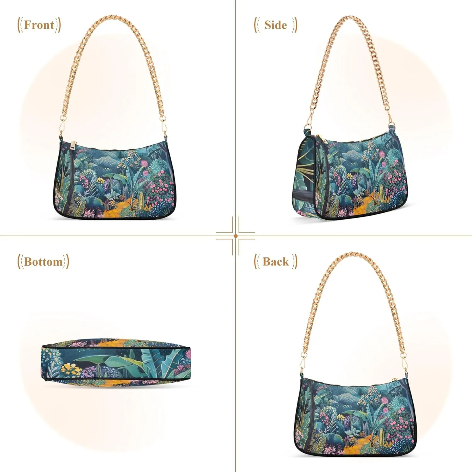 White Couple Llamas on Green Women's Purse Hobo Tote Bags Women's Designer Handbag Evening Shoulder Bags