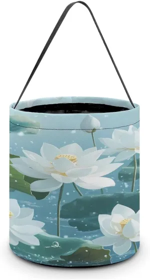 White Lotuses Flowers Halloween Candy Bag Candy Tote Bucket Gift Bags Party Supplies for Women Men