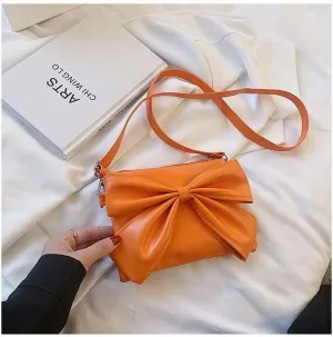 Women Handbags Shoulder Bags, Satchel Tote Bag, Solid Leather Handbags All-Match Fashion Bags for Women Detachable Bag Bow Tie Women's Bag (Color : Orange)