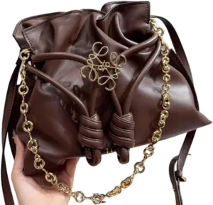 Women Leather Hobo Shoulder Bags Soft Drawstring Purses with Metal Pin Armpit Bag Top Handle Bags for Women