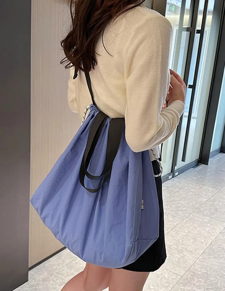 Women Nylon Canvas Shoulder Bag Hobo Bags Slouchy Crossbody Tote Bag Casual Satchel Handbag Purse Drawstring