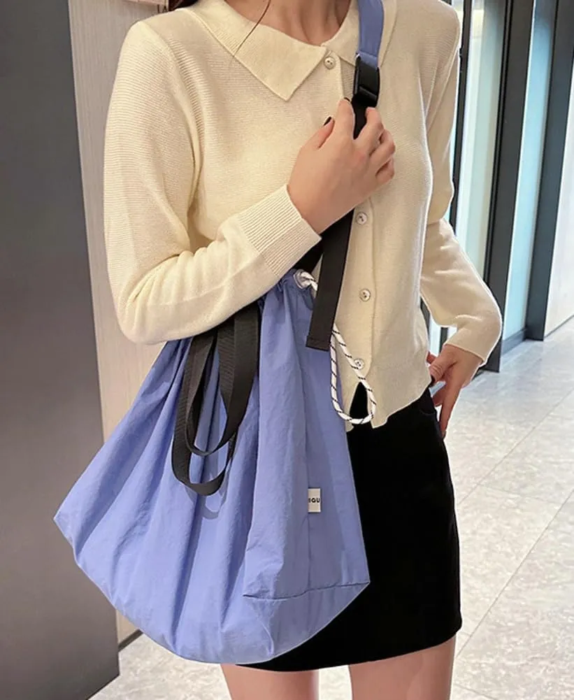 Women Nylon Canvas Shoulder Bag Hobo Bags Slouchy Crossbody Tote Bag Casual Satchel Handbag Purse Drawstring