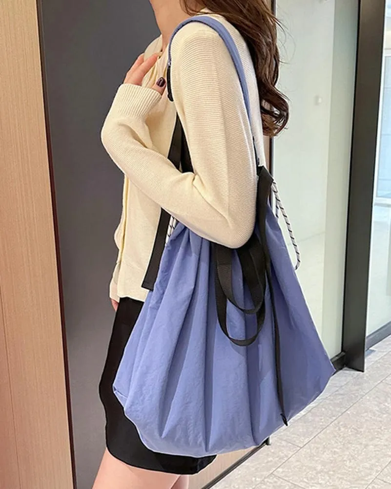 Women Nylon Canvas Shoulder Bag Hobo Bags Slouchy Crossbody Tote Bag Casual Satchel Handbag Purse Drawstring