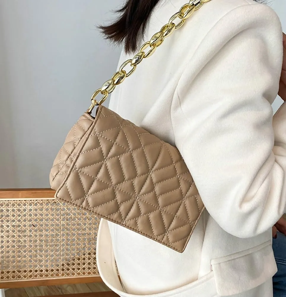 Women Small Quilted Crossbody Bags Stylish Designer Evening Bag Clutch Purses and Handbags with Chain Shoulder Strap