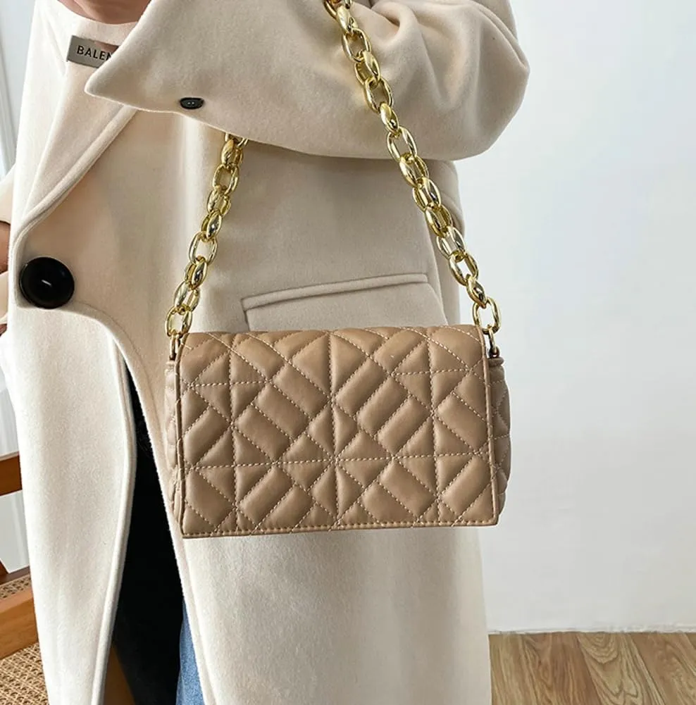 Women Small Quilted Crossbody Bags Stylish Designer Evening Bag Clutch Purses and Handbags with Chain Shoulder Strap