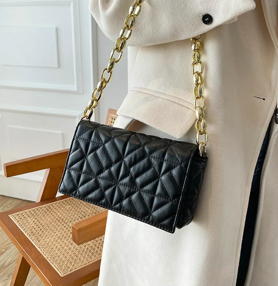 Women Small Quilted Crossbody Bags Stylish Designer Evening Bag Clutch Purses and Handbags with Chain Shoulder Strap