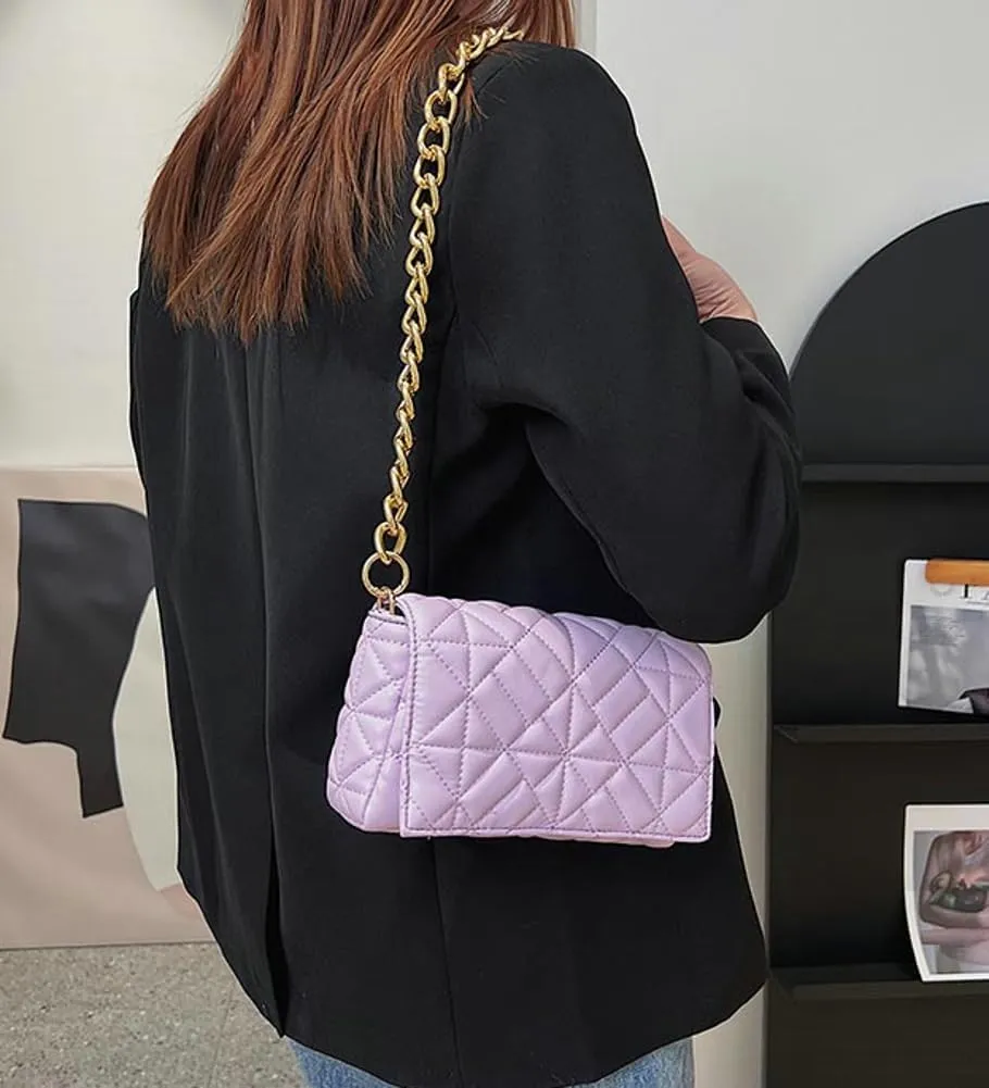 Women Small Quilted Crossbody Bags Stylish Designer Evening Bag Clutch Purses and Handbags with Chain Shoulder Strap