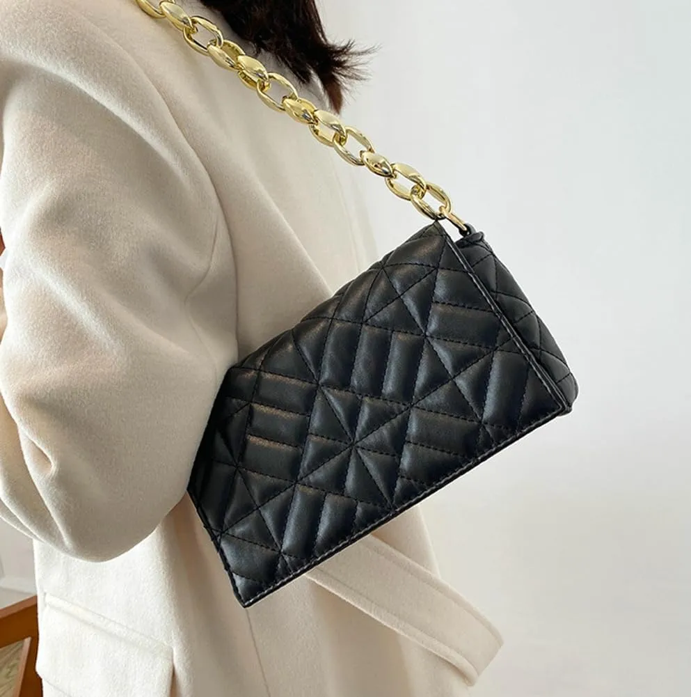 Women Small Quilted Crossbody Bags Stylish Designer Evening Bag Clutch Purses and Handbags with Chain Shoulder Strap