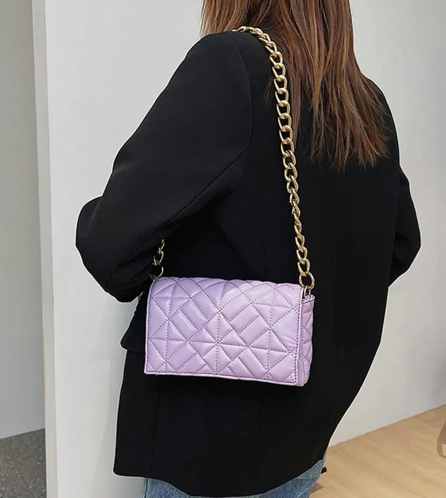 Women Small Quilted Crossbody Bags Stylish Designer Evening Bag Clutch Purses and Handbags with Chain Shoulder Strap