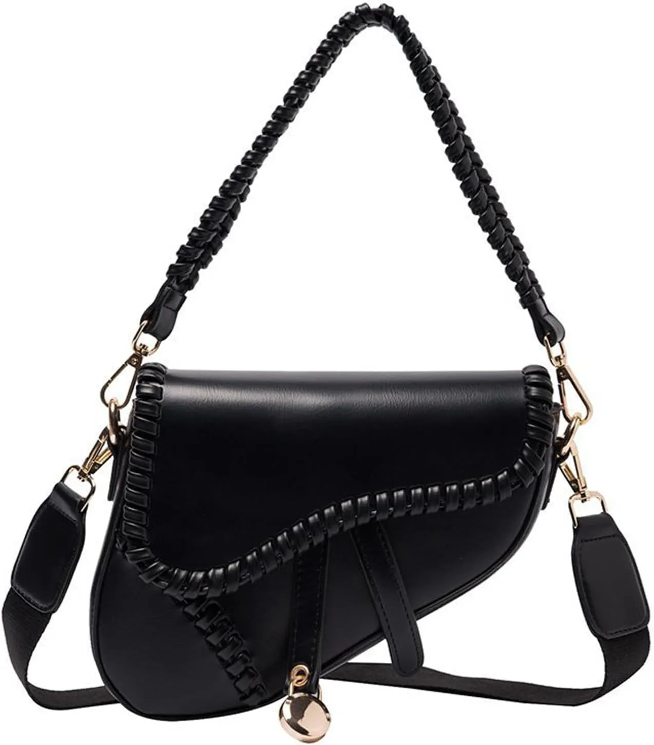 Women Small Saddle Shoulder Bag,Trendy Crossbody Bag Clutch Purse,PU Leather Satchel Bags Handbag
