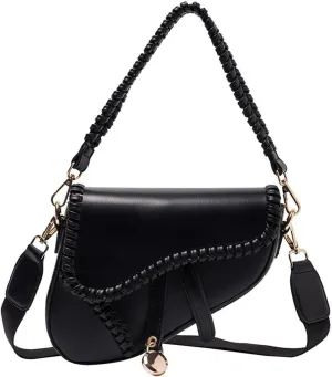 Women Small Saddle Shoulder Bag,Trendy Crossbody Bag Clutch Purse,PU Leather Satchel Bags Handbag