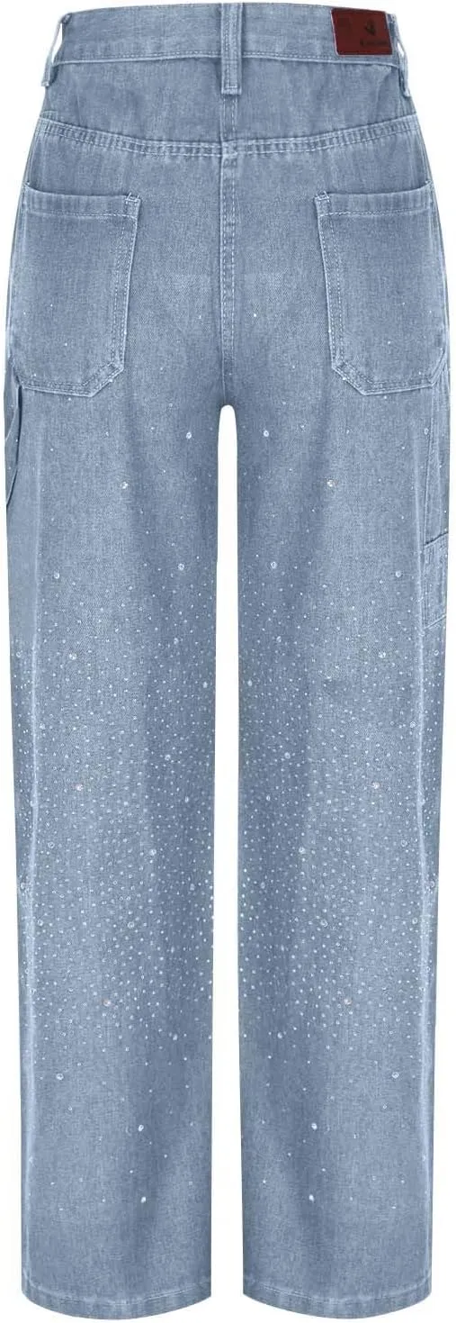Women Wide Leg Jeans Casual Baggy Stretchy Bootcut Boyfriend Denim Pants Trendy High Waisted y2k Long Trousers