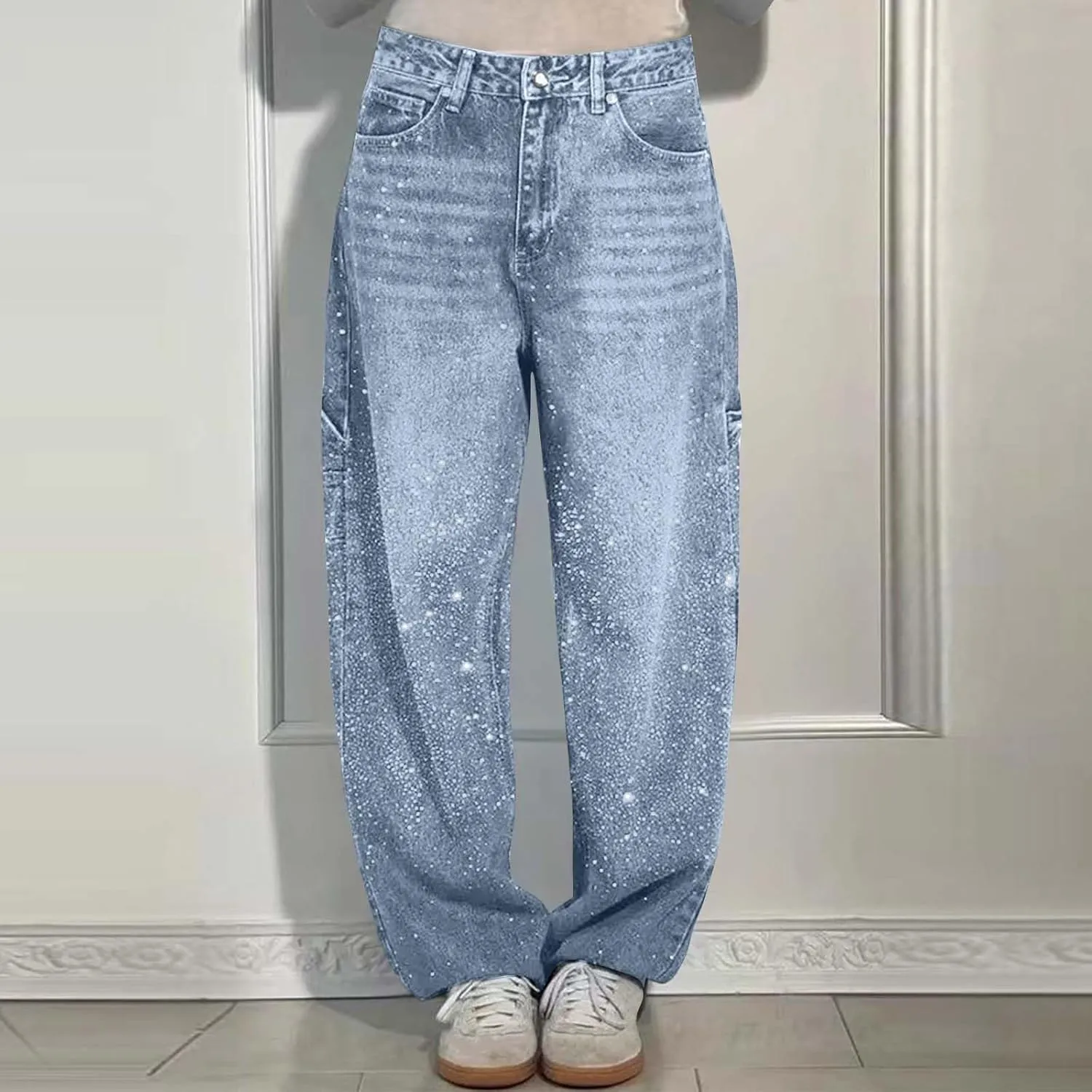 Women Wide Leg Jeans Casual Baggy Stretchy Bootcut Boyfriend Denim Pants Trendy High Waisted y2k Long Trousers