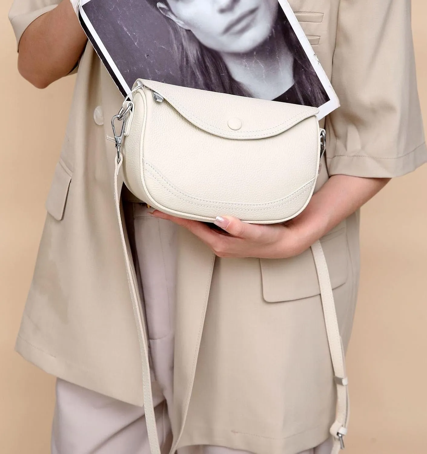 Women's Crossbody Bag Genuine Leather Shoulder Bags Small Satchel Purse Simple Handbag