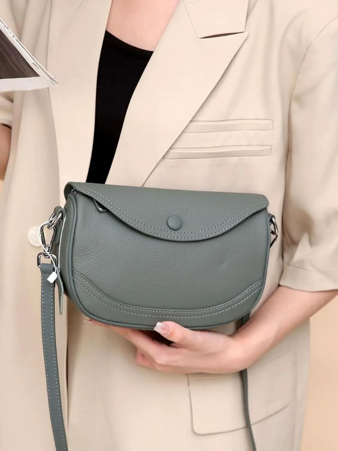Women's Crossbody Bag Genuine Leather Shoulder Bags Small Satchel Purse Simple Handbag