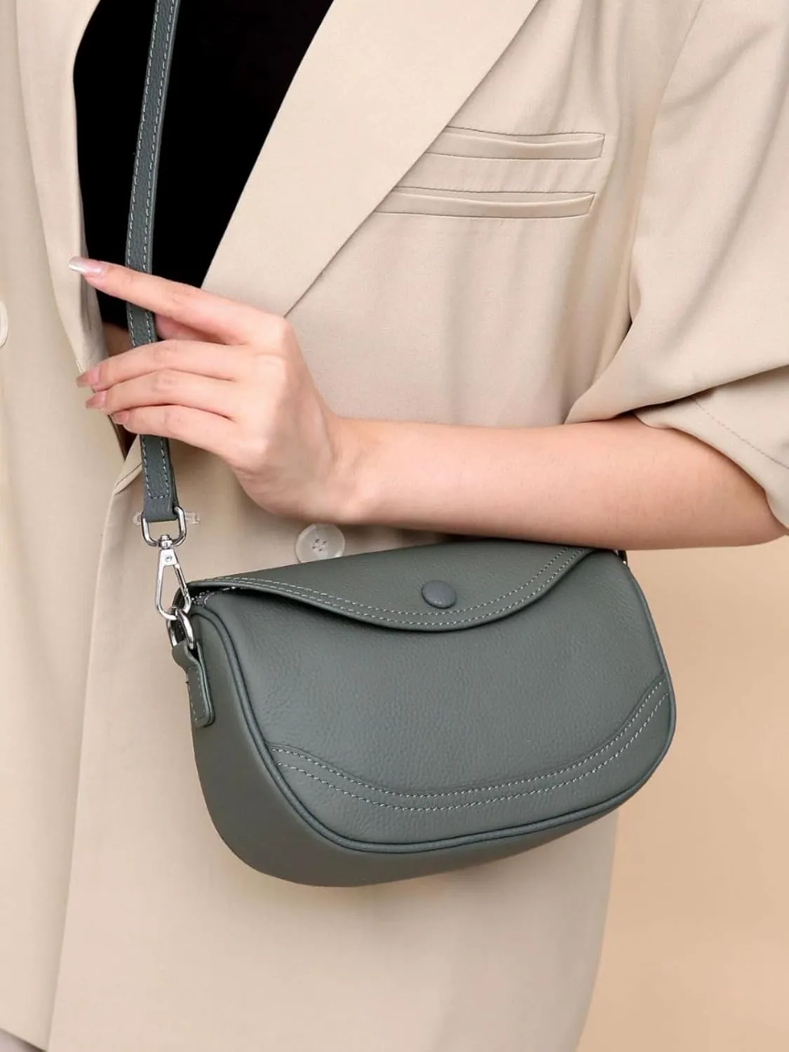 Women's Crossbody Bag Genuine Leather Shoulder Bags Small Satchel Purse Simple Handbag