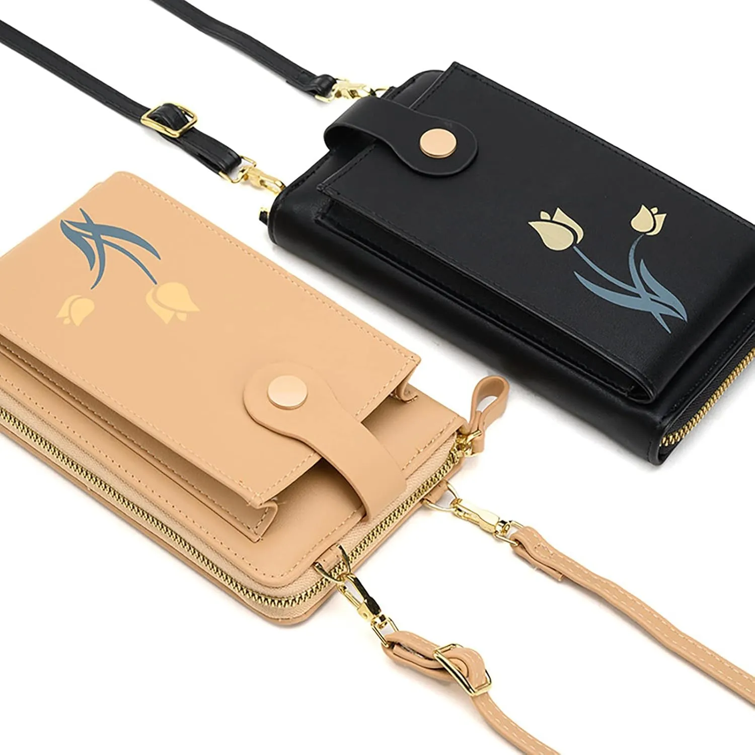 Women's Flower Mini Vertical Multifunctional Mobile Phone Bag Crossbody Bag Mens Shoulder Bags (RD1, One Size)