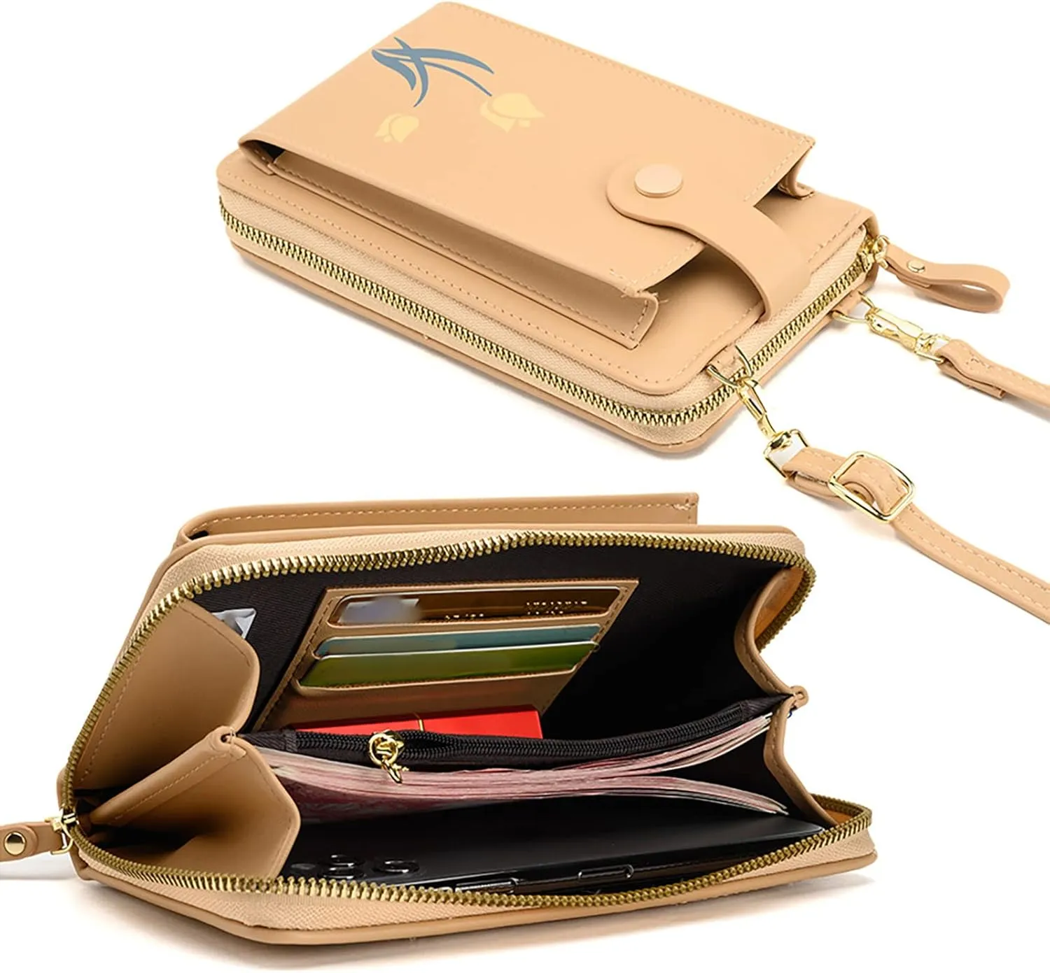 Women's Flower Mini Vertical Multifunctional Mobile Phone Bag Crossbody Bag Mens Shoulder Bags (RD1, One Size)
