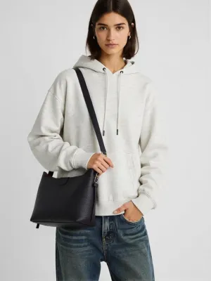 Womens Genuine Pebbled Leather Bucket Bag, Soft Hobo Tote Handbag with Adjustable Shoulder Strap, Spacious Everyday Purse