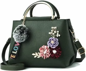 Womens Handbags 3D Floral Satchel Shoulder Bag Faux Leather Medium Tote Bags Top Handle Handbag Crossbody Bag