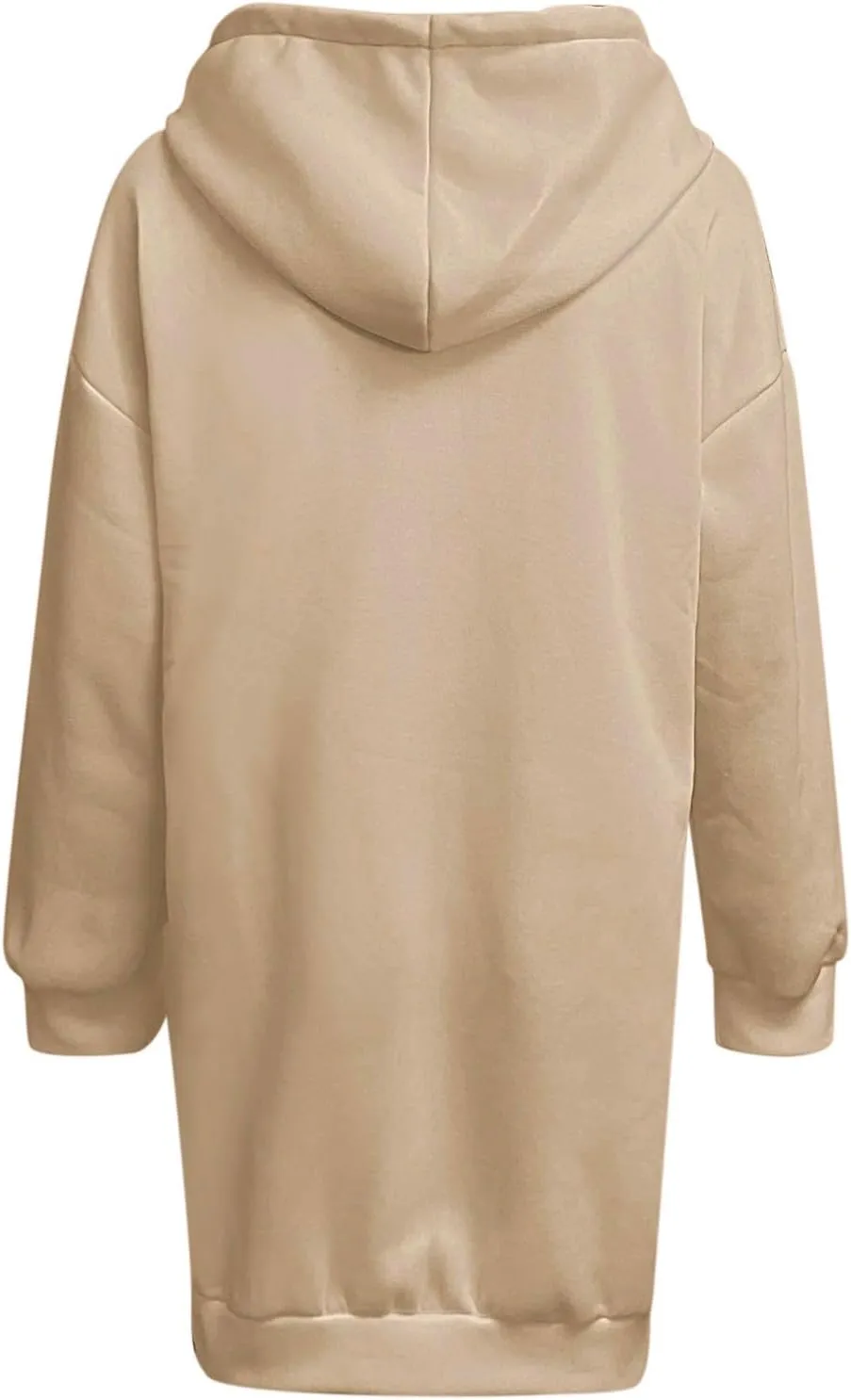 Women's Long Sleeve Dresses 2025 Spring Casual Plus Size Solid Color Button Up Drawstring Hoodie Sweatshirt Midi Dress