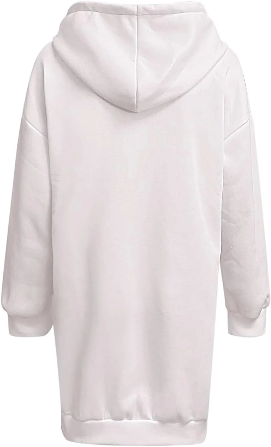 Women's Long Sleeve Dresses 2025 Spring Casual Plus Size Solid Color Button Up Drawstring Hoodie Sweatshirt Midi Dress
