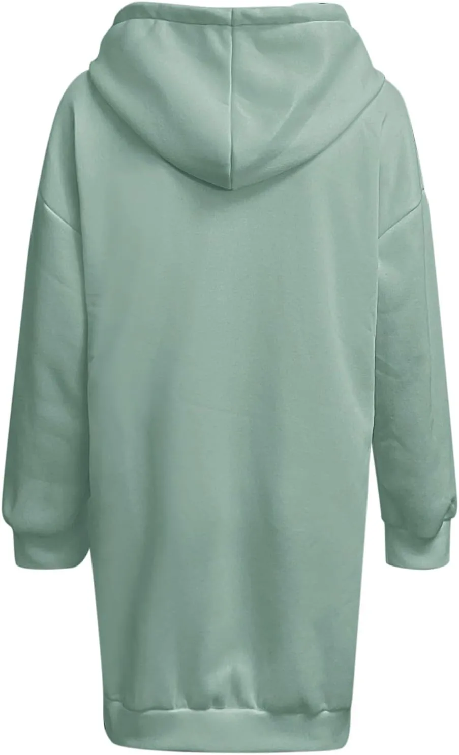 Women's Long Sleeve Dresses 2025 Spring Casual Plus Size Solid Color Button Up Drawstring Hoodie Sweatshirt Midi Dress