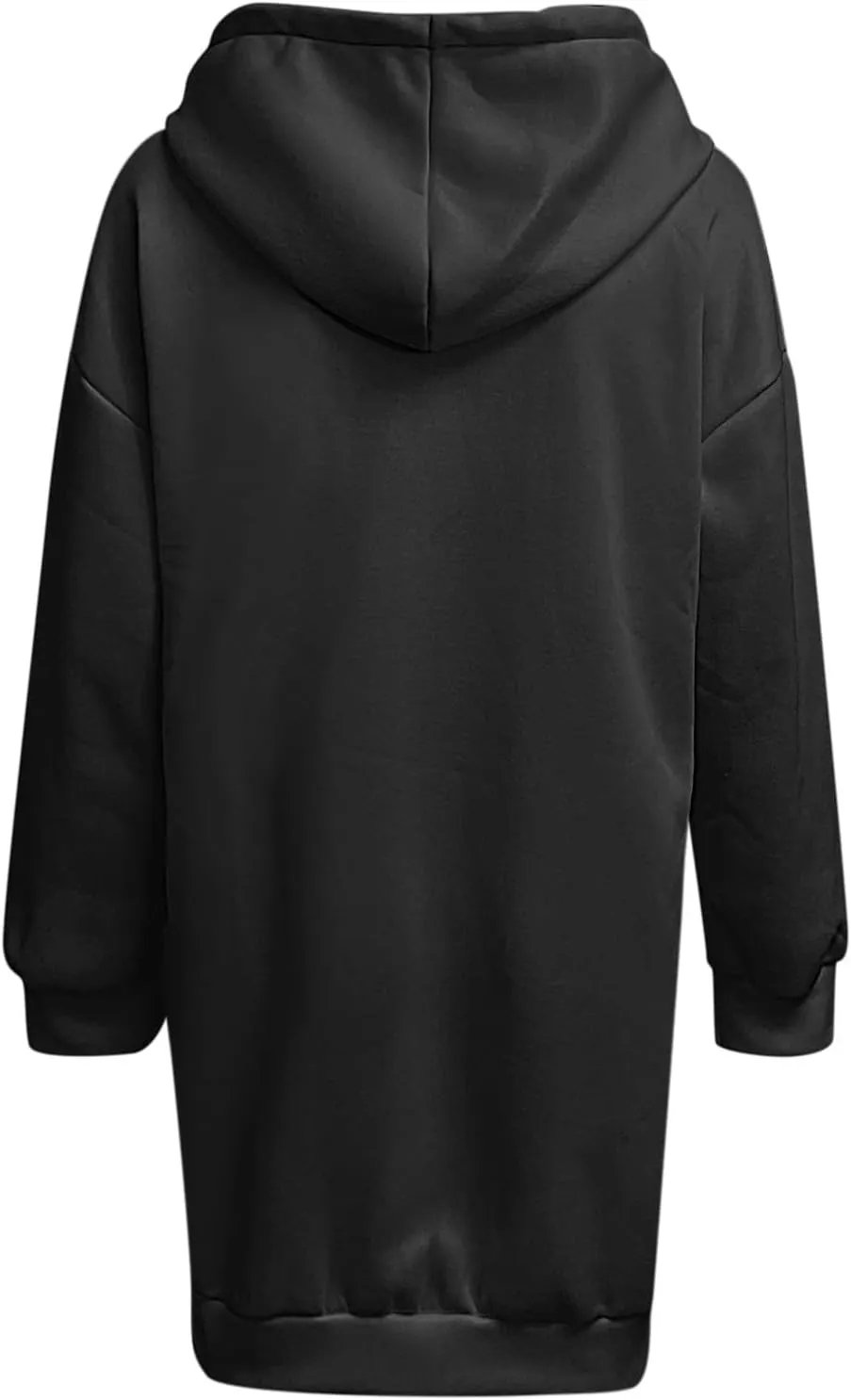 Women's Long Sleeve Dresses 2025 Spring Casual Plus Size Solid Color Button Up Drawstring Hoodie Sweatshirt Midi Dress