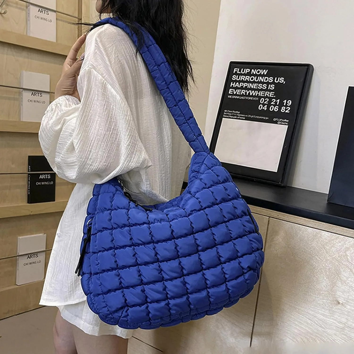 Womens Purses And Handbags Large Quilted Carryall Puffer Shoulder Bag Lightweight Quilted Padding Hobo Bag