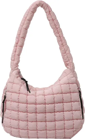 Womens Purses And Handbags Large Quilted Carryall Puffer Shoulder Bag Lightweight Quilted Padding Hobo Bag