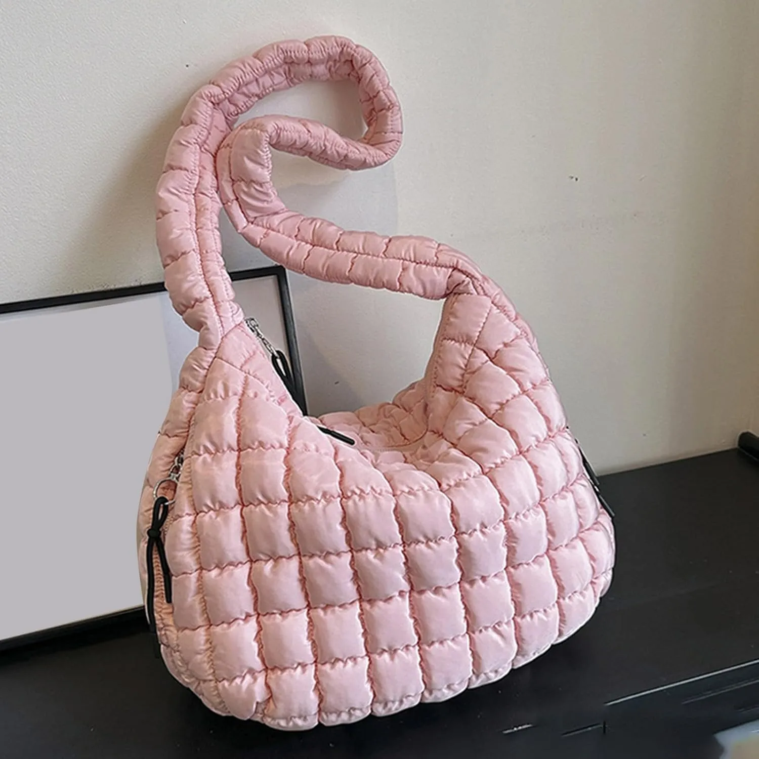 Womens Purses And Handbags Large Quilted Carryall Puffer Shoulder Bag Lightweight Quilted Padding Hobo Bag