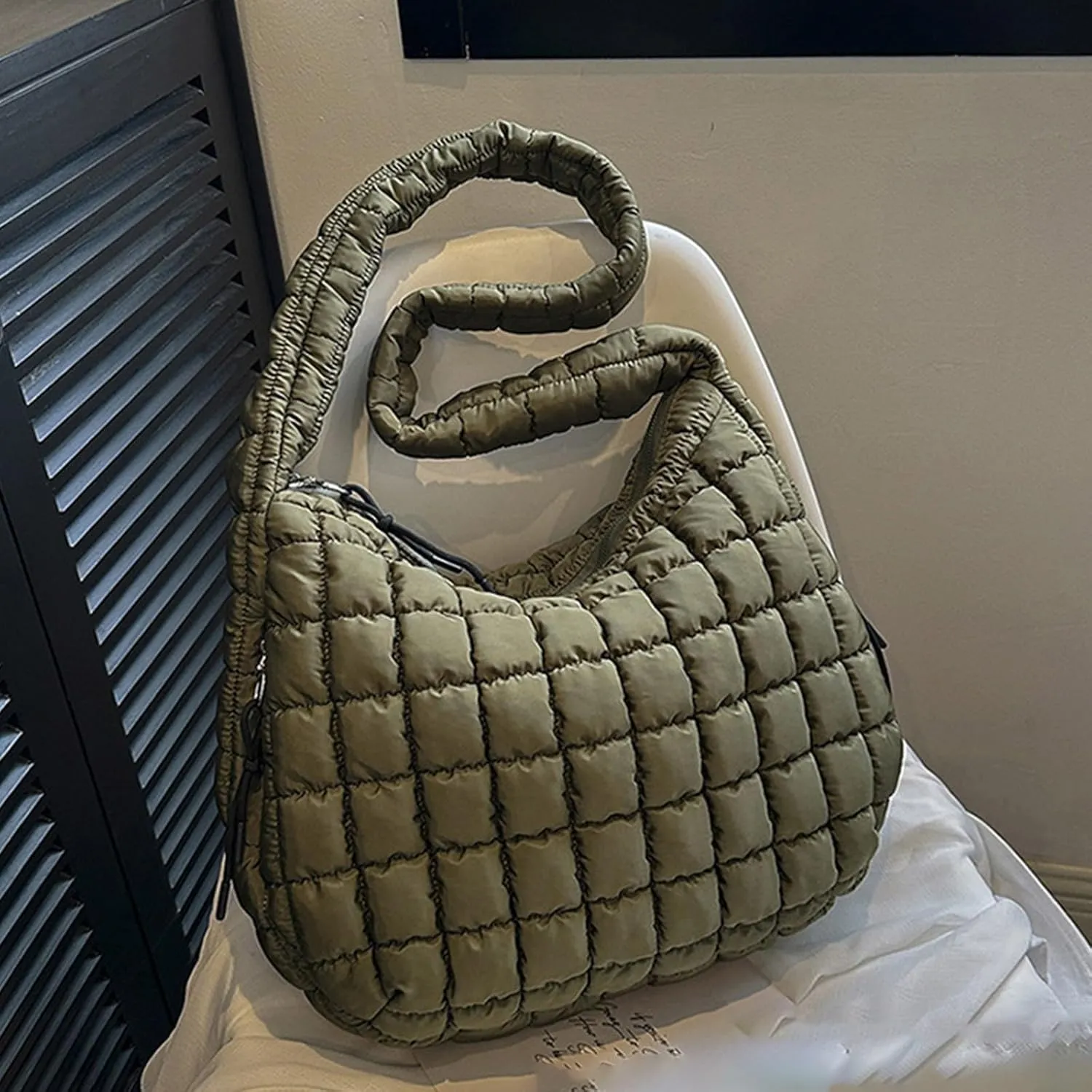 Womens Purses And Handbags Large Quilted Carryall Puffer Shoulder Bag Lightweight Quilted Padding Hobo Bag