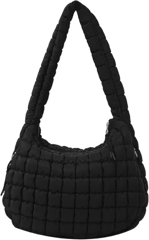 Womens Purses And Handbags Large Quilted Carryall Puffer Shoulder Bag Lightweight Quilted Padding Hobo Bag