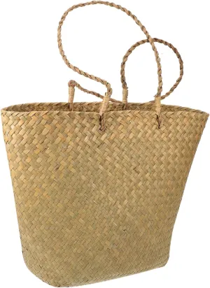 Women's Seaweed Tote Bag Beach Bag Woven Shopping Handbag Lightweight Decorative Practical
